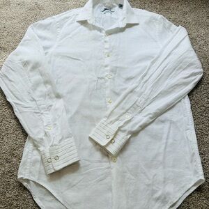 DKNY Men’s White Slim Fit Long Sleeve Dress Shirt – Size 14.5 / 32–33